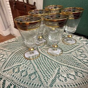 home decor gold trimmed Greek wine glass